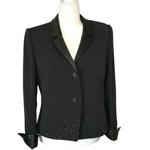 Vintage Sunny Choi Silk Beaded Special Occasion Blazer Women's 10 Olive